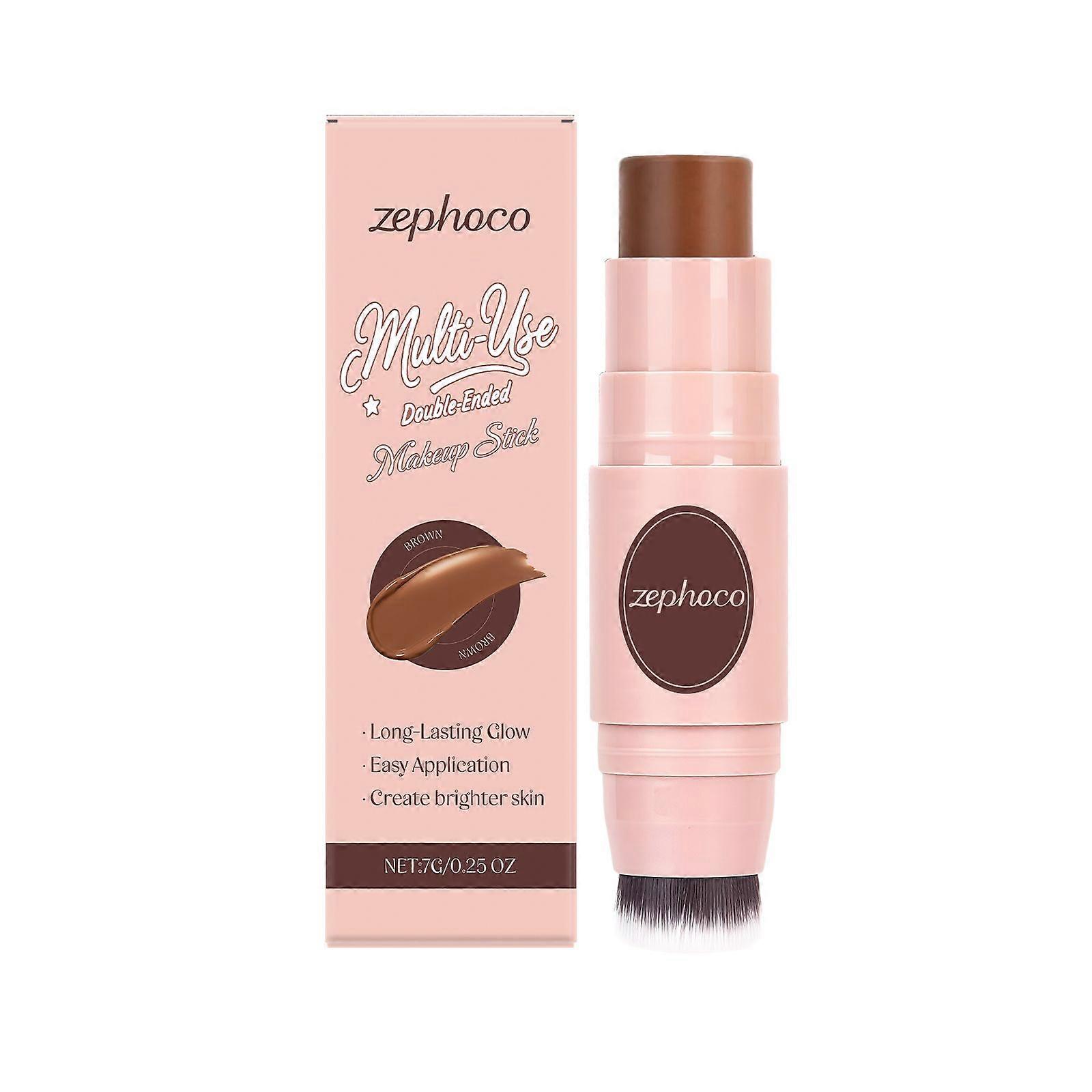 zephoco Pink Double-Headed Makeup Stick Features A Portable Design. The Blush Is Charming, Rosy, And Has A Three-Dimensional Luster, Making It Multi-F
