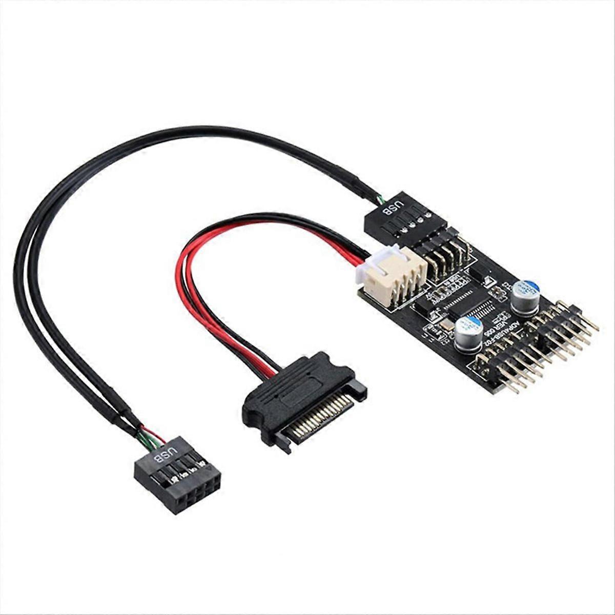 9pin USB Connector 1 to 2 USB Extension Cable USB HUB