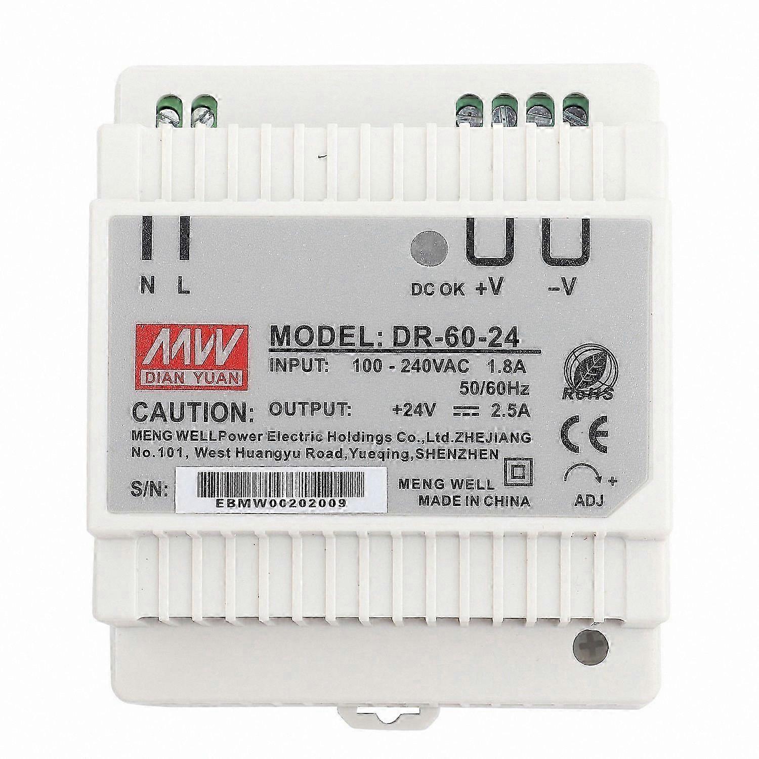 60W Single Output 24V Din Rail AC/DC Switching Power Supply Adapter