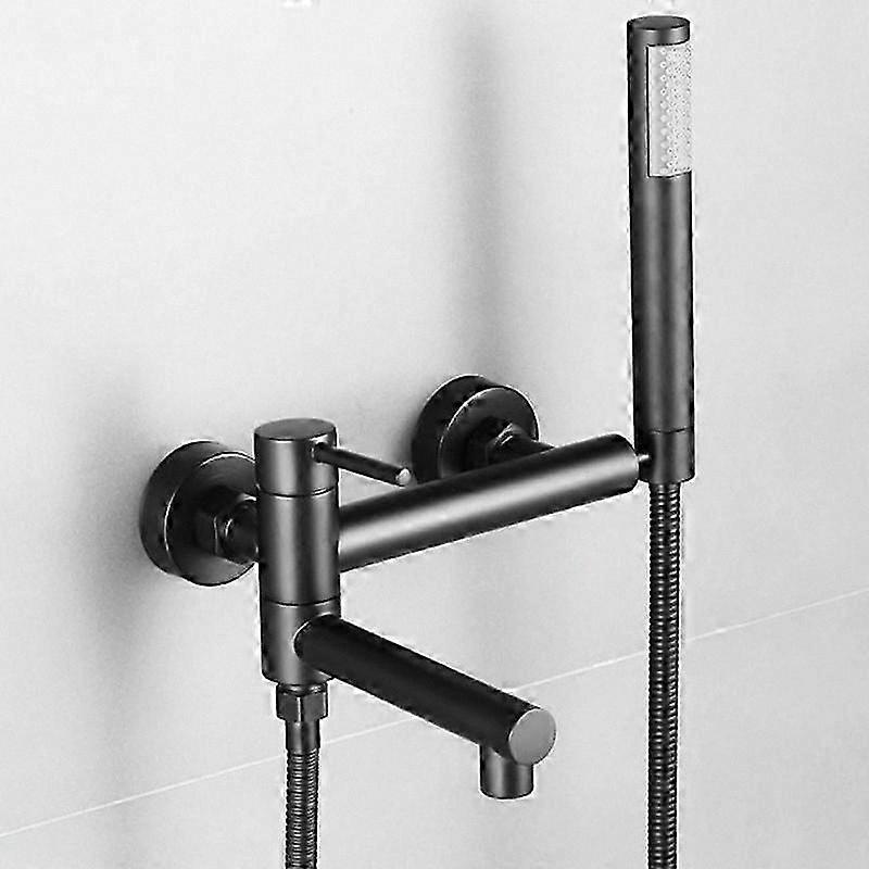 Wall-Mounted Bath Faucet with Swivel Spout and Handheld Shower Mixer for Hot and Cold Water