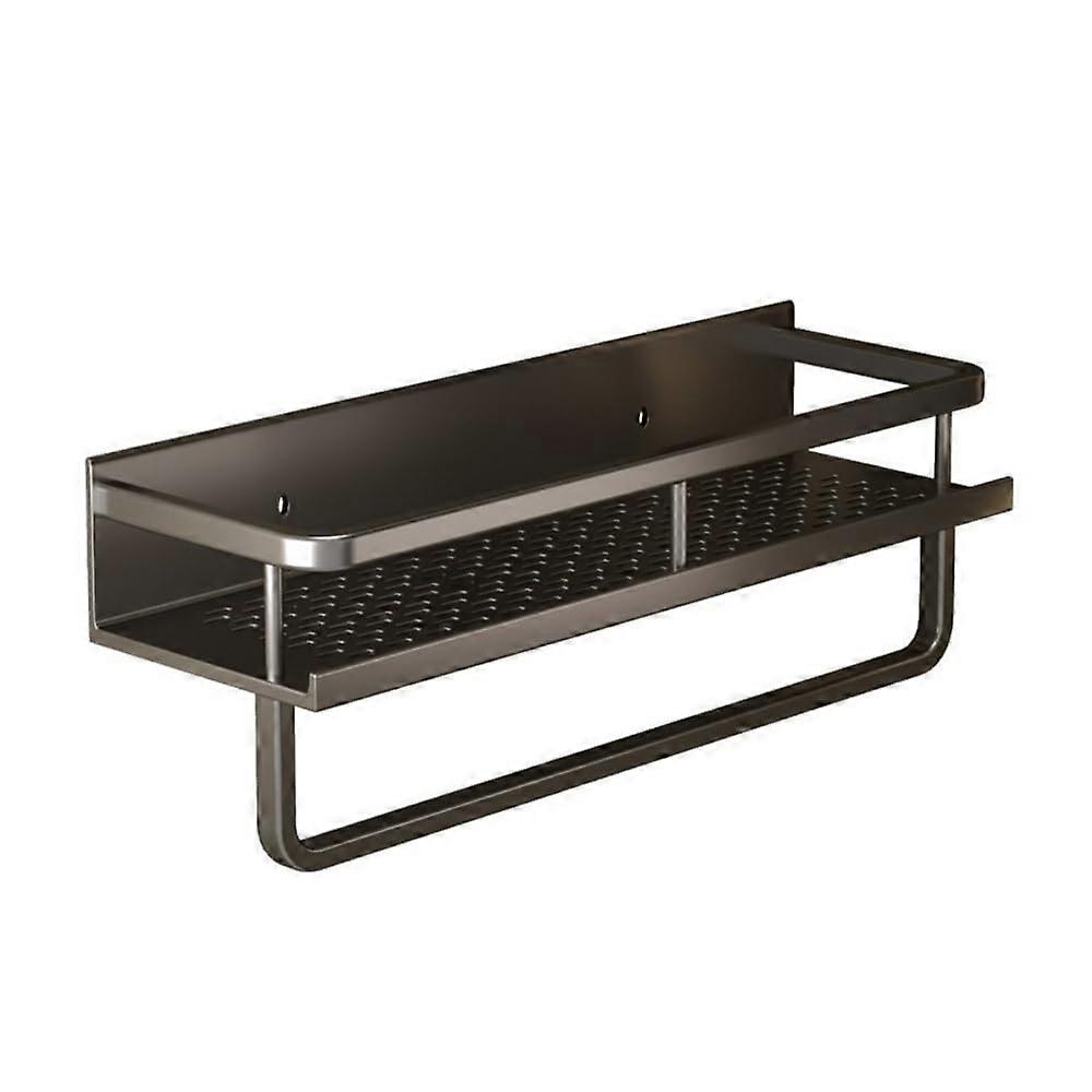 WallMounted Bathroom Shelf Black, NoDrill 50cm Storage Organizer For Bathroom