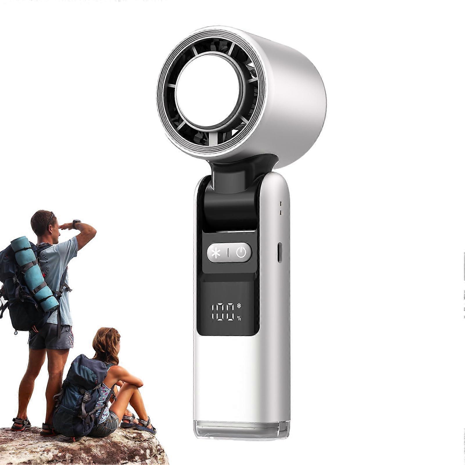 Powerful Folding Wind Fan, BatteryOperated Desk And  Fan, Silent Portable Handheld Fan, White