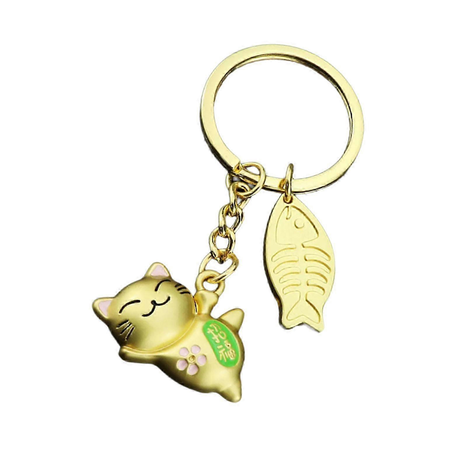 Creative Lucky Cat Keychain Pendant Accessory Symbolizing Prosperity Portable Charm compatible Good Fortune and Everyday Use Myi
