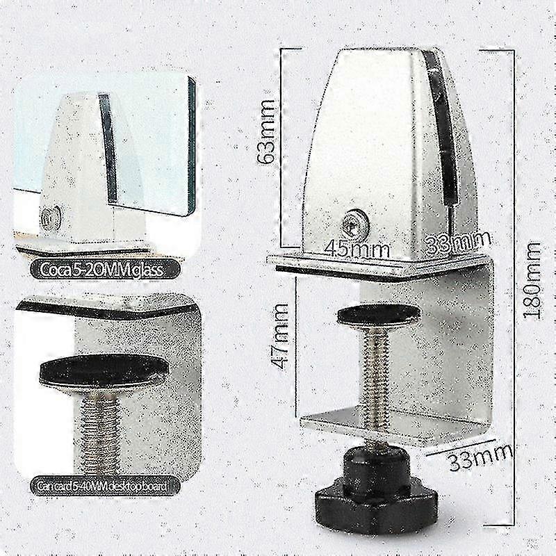 2 Pcs Office Desk Divider Clamp Privacy Screen Clip Holder Bracket Screen Baffle Clamp Partition Fo