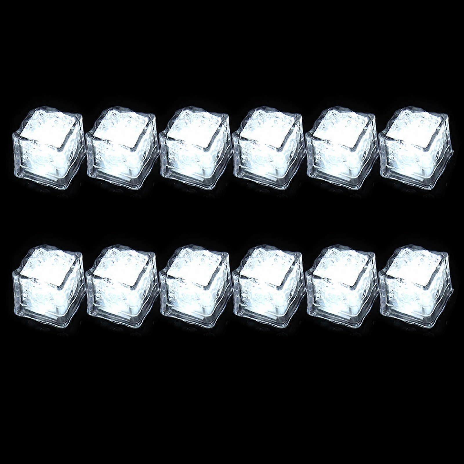 LED Light Cubes with Color Changing and Liquid Sensor for Festive Drink Glow, Bulk Reusable White