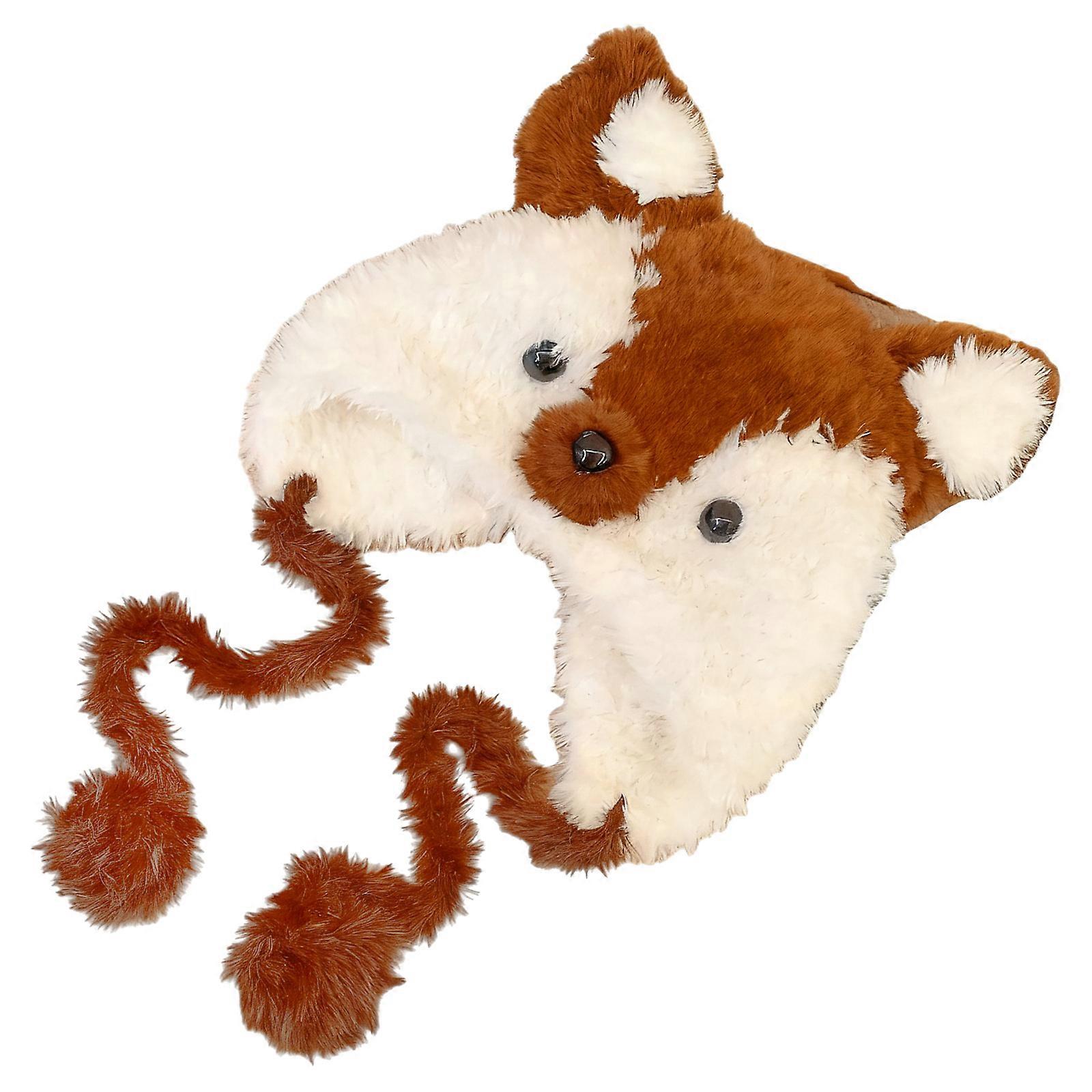 Winter Animal Ear Beanies For Children With Thick Leopard Patterned Plush Fabric And Breathable Design  C