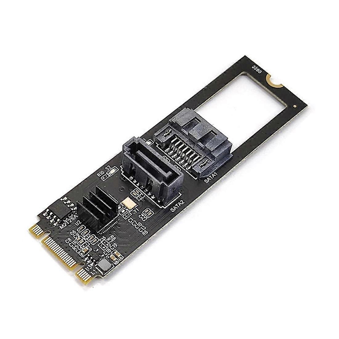 M.2 NGFF B+M Key to Dual SATA 3.0 Adapter Card 6Gbps 2280mm Vertical Horizontal