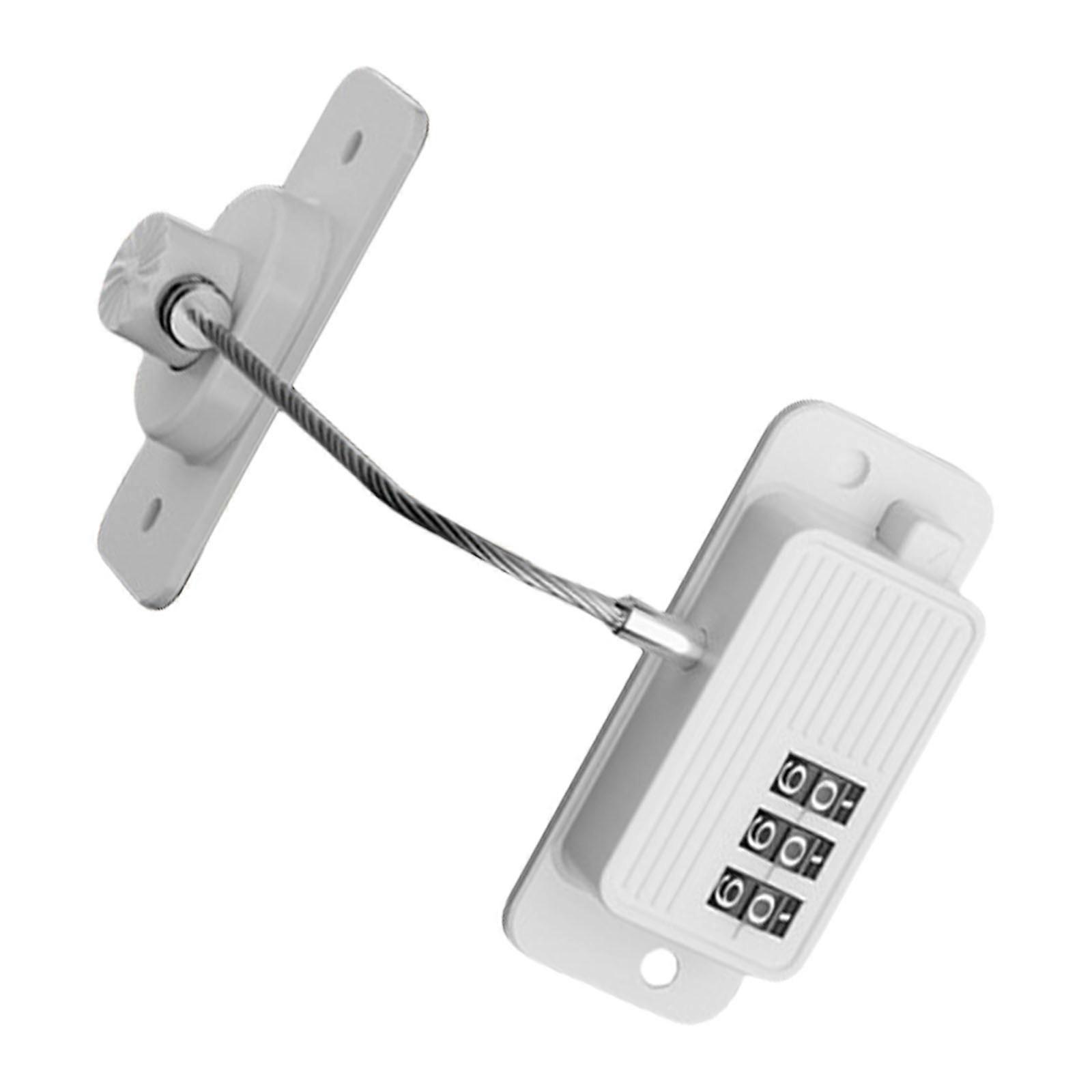 Children Safety Lock with 3 Code Password Window Limiters Freezer Door Lock for Cabinets and Drawers Easy to Install  White