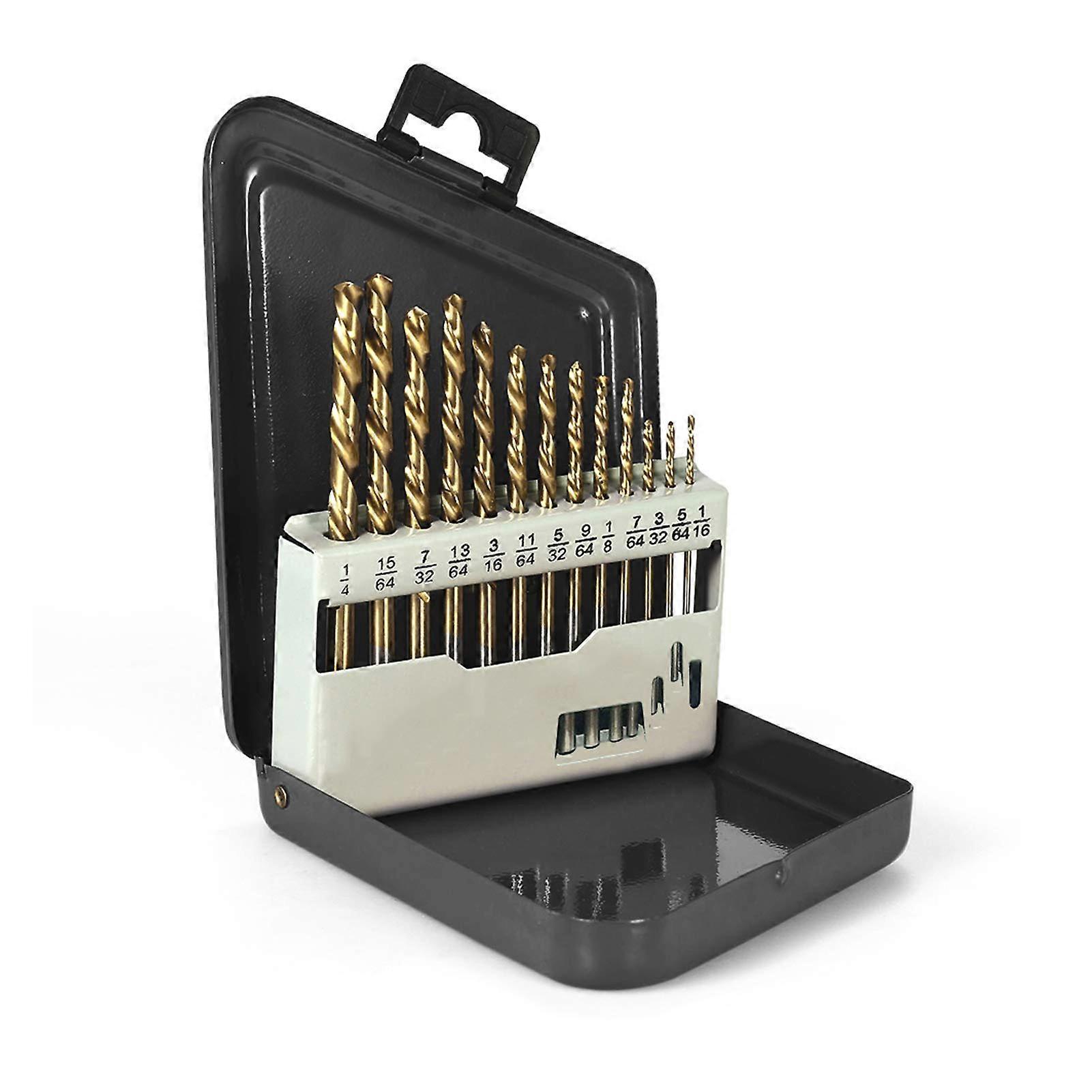 13pcs Left Handed Drill Bit Set HSS M2 with Nitride Coating for Broken Screw Removal