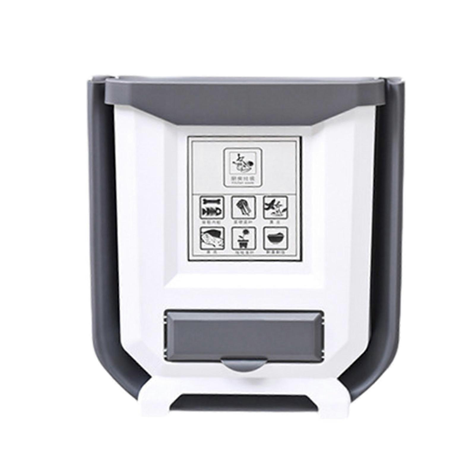 يمكن تعليق سلة مهملات المطبخ سلة نفايات قابلة للطي سلة قمامة بلاستيكية صغيرة لباب الخزانة ، خزانة ، عداد ، أبيض الحمام