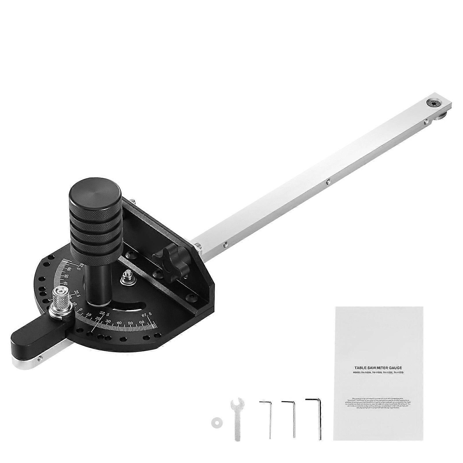 Precision Miter Gauge, Standard Slot 3/4'' x 3/8'', with 15 Angle Stops Adjustable Spring Loaded Plunger and Removable Disc