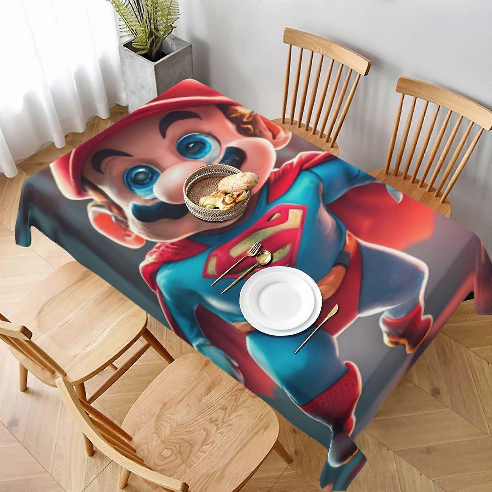 Mario Rectangular Tablecloth Water Resistance Antiwrinkle Spillproof Soft Fabric Table Cloth 60"X90"