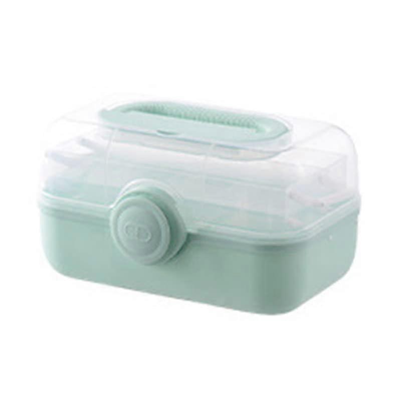 Medicine Storage Box Large Capacity Plastic MultiLayer Green M Pill Organizer Lunch Kit Transparent Emergency Box Size P