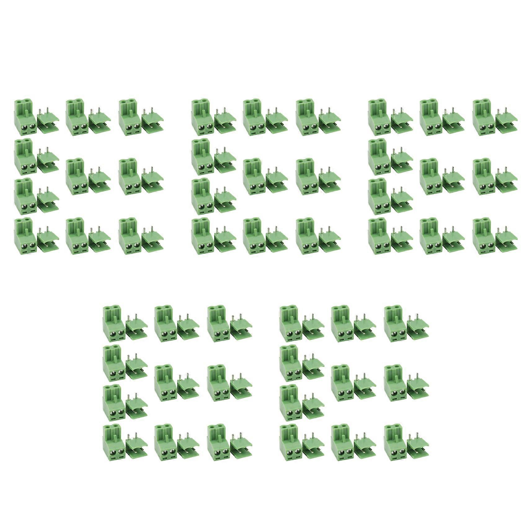 50 Pcs 5.08mm Pitch 2Pin Plug-in Screw PCB Terminal Block Connector Right Angle