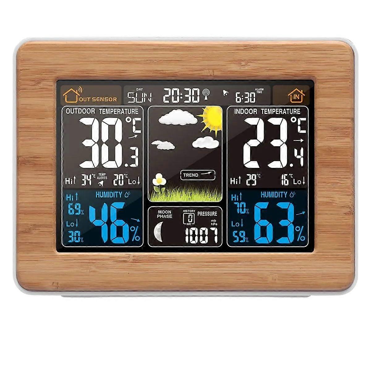 Atomic Clock Weather Station with 7.5Inch Color Display, Automatic Time Calibration, WWVB