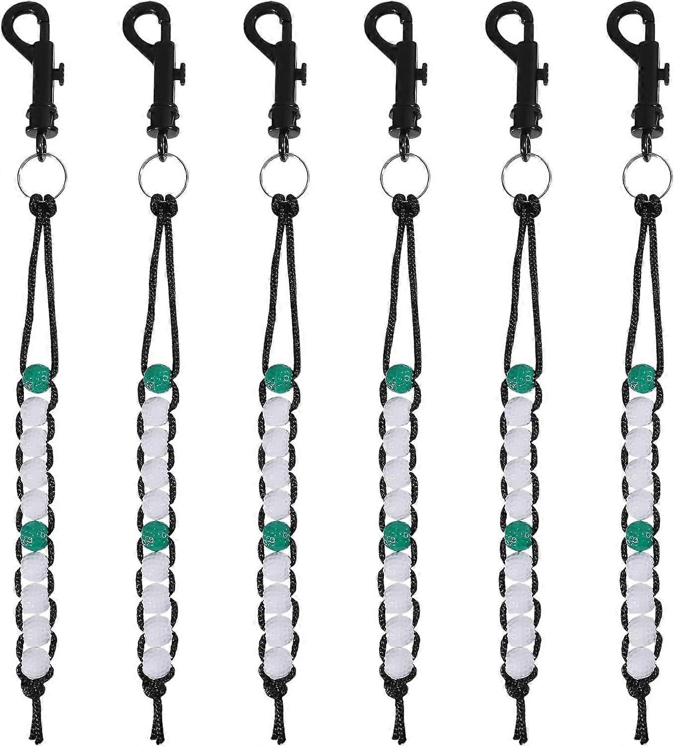 6 Pcs Golf Bead Counter Golf Beads Score Counter with Lobster Claw Clasps Locking Stitch Markers for Referee Caddy Golfer White