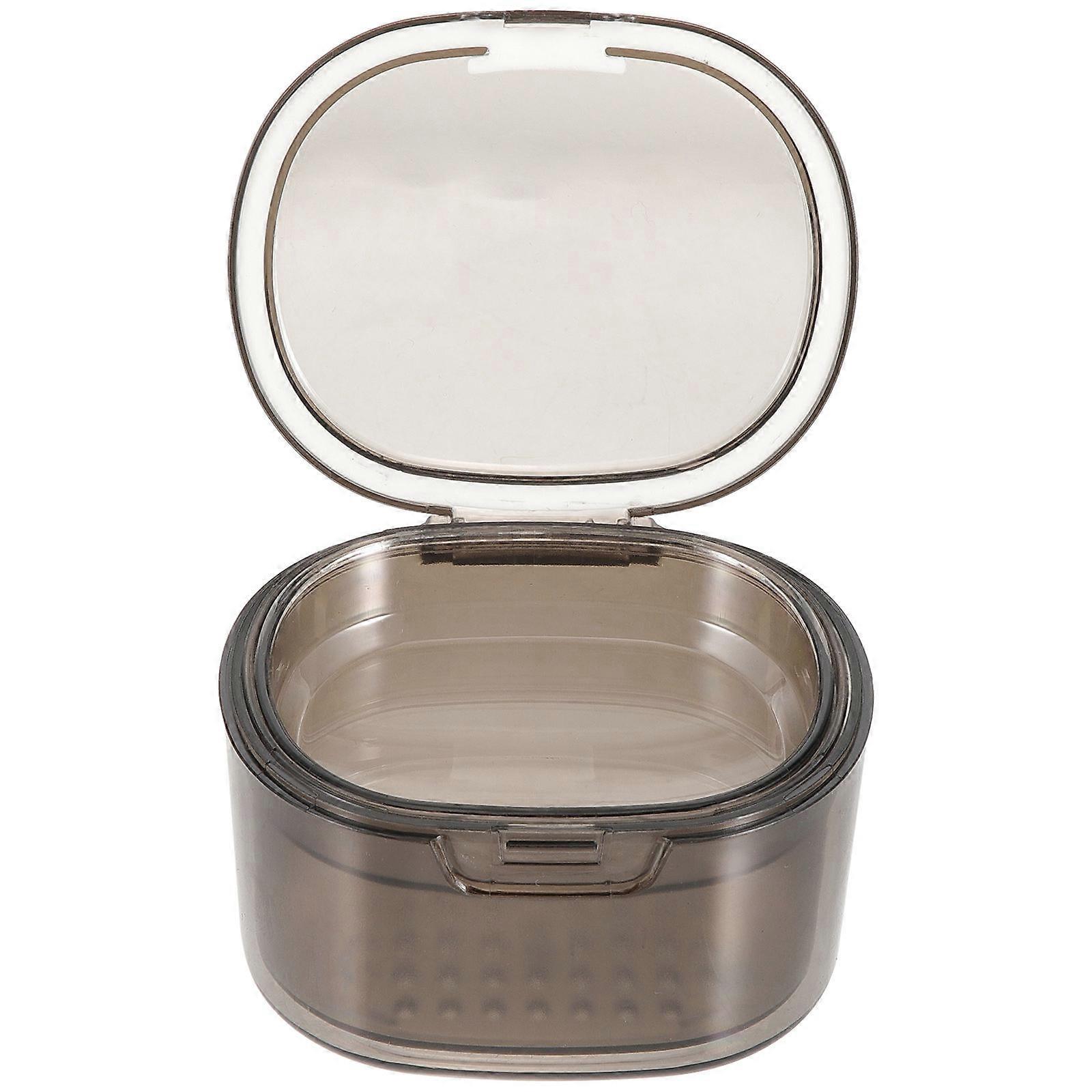 Orthodontic Denture Case Box for Storage Use 2Pcs Portable Grey