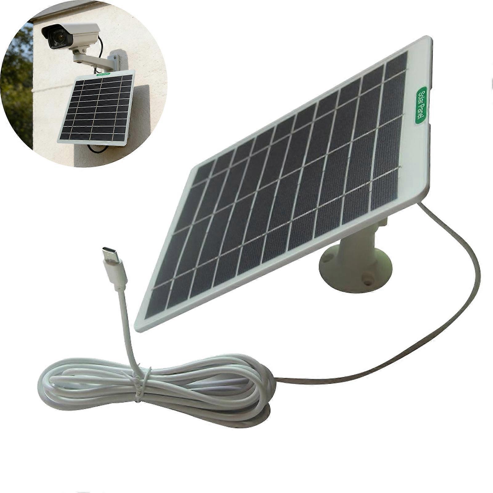 Solar Panel 5W Weather-Resistant Solar Charging Panel with Type-C to Micro-USB Output Doorbells Surveillance Cameras Solar Panel 