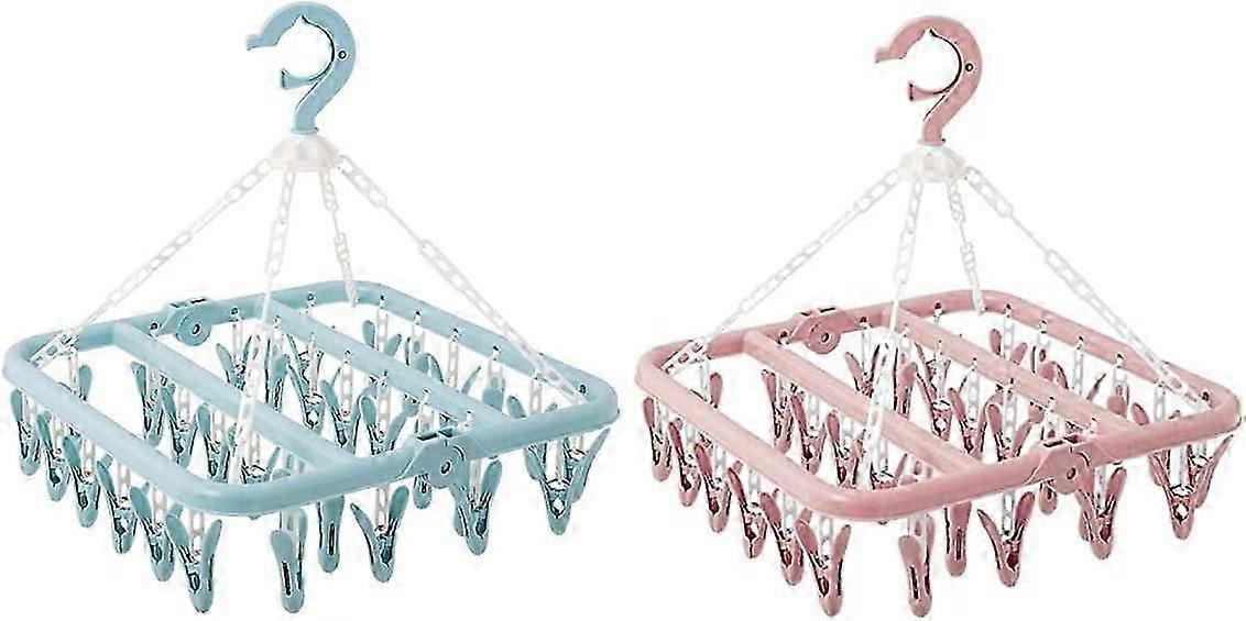 Underwear Hanger With 32 Clips Foldable Laundry Clothespin Drying Rack Windproof Clothespin
