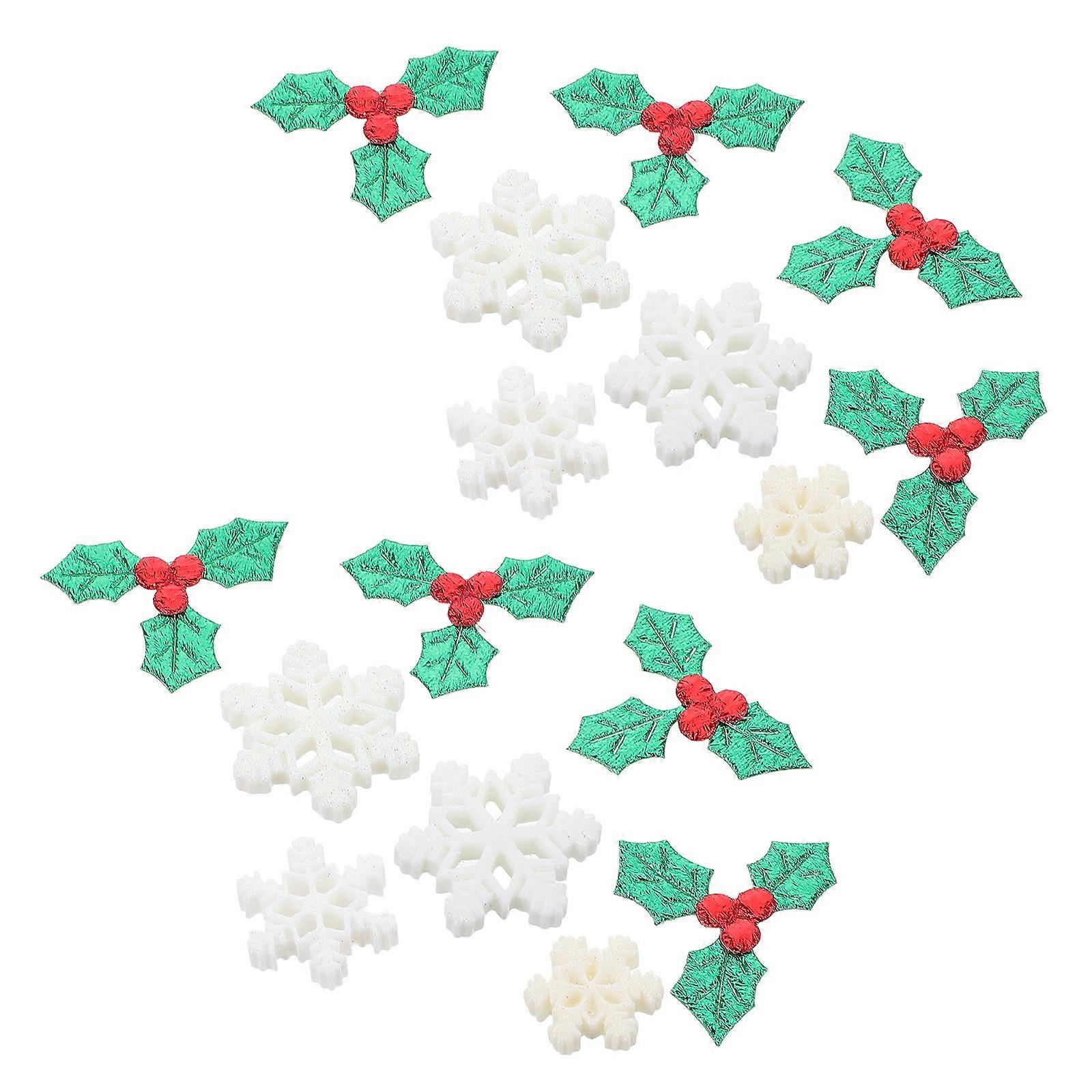 Artificial Holly Berry Snowflake Decoration Material for DIY 1Pack Assorted Color