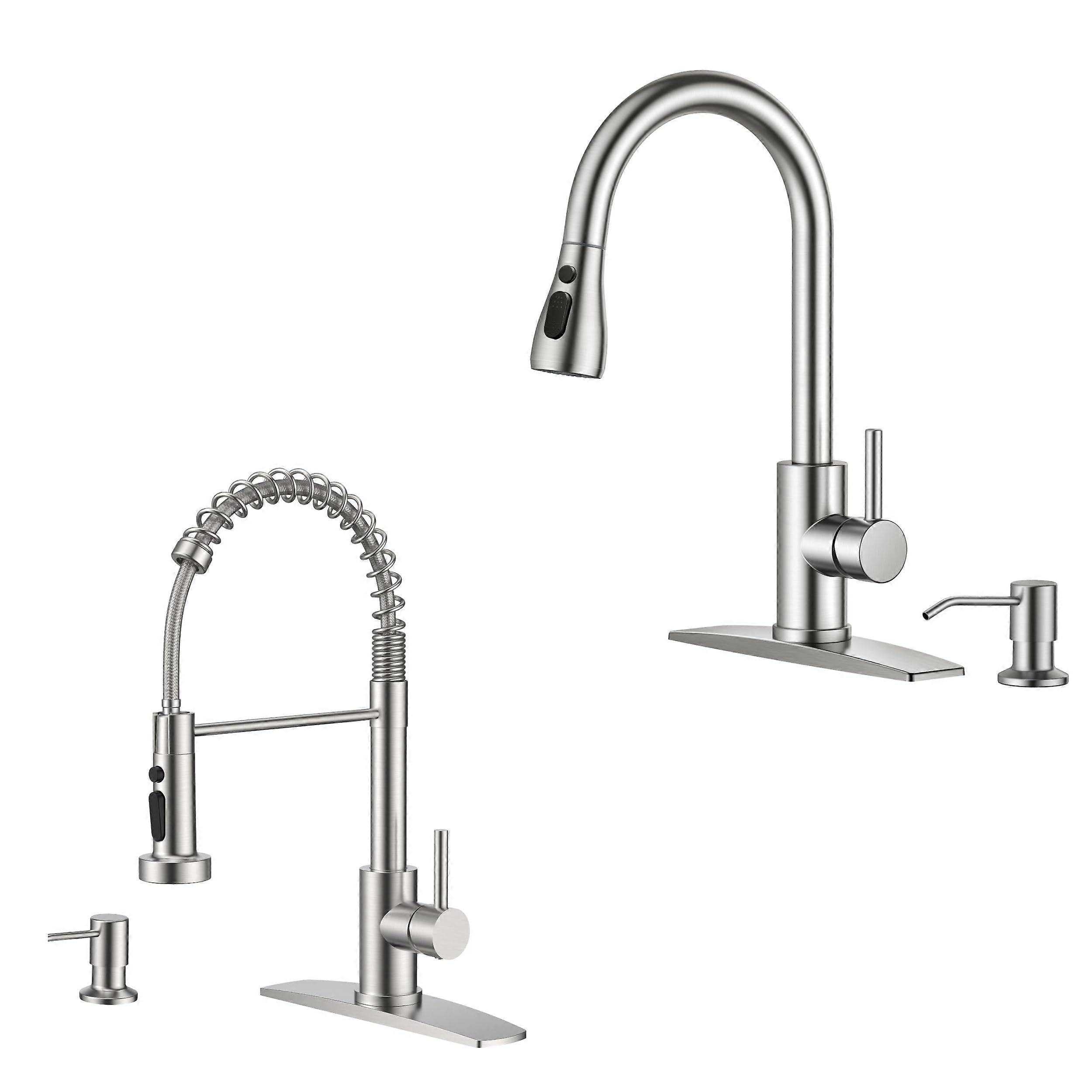 Kitchen Faucet with Pull Down Sprayer, Stainless Steel Single Handle 360° Swivel for RV Bar Laundry
