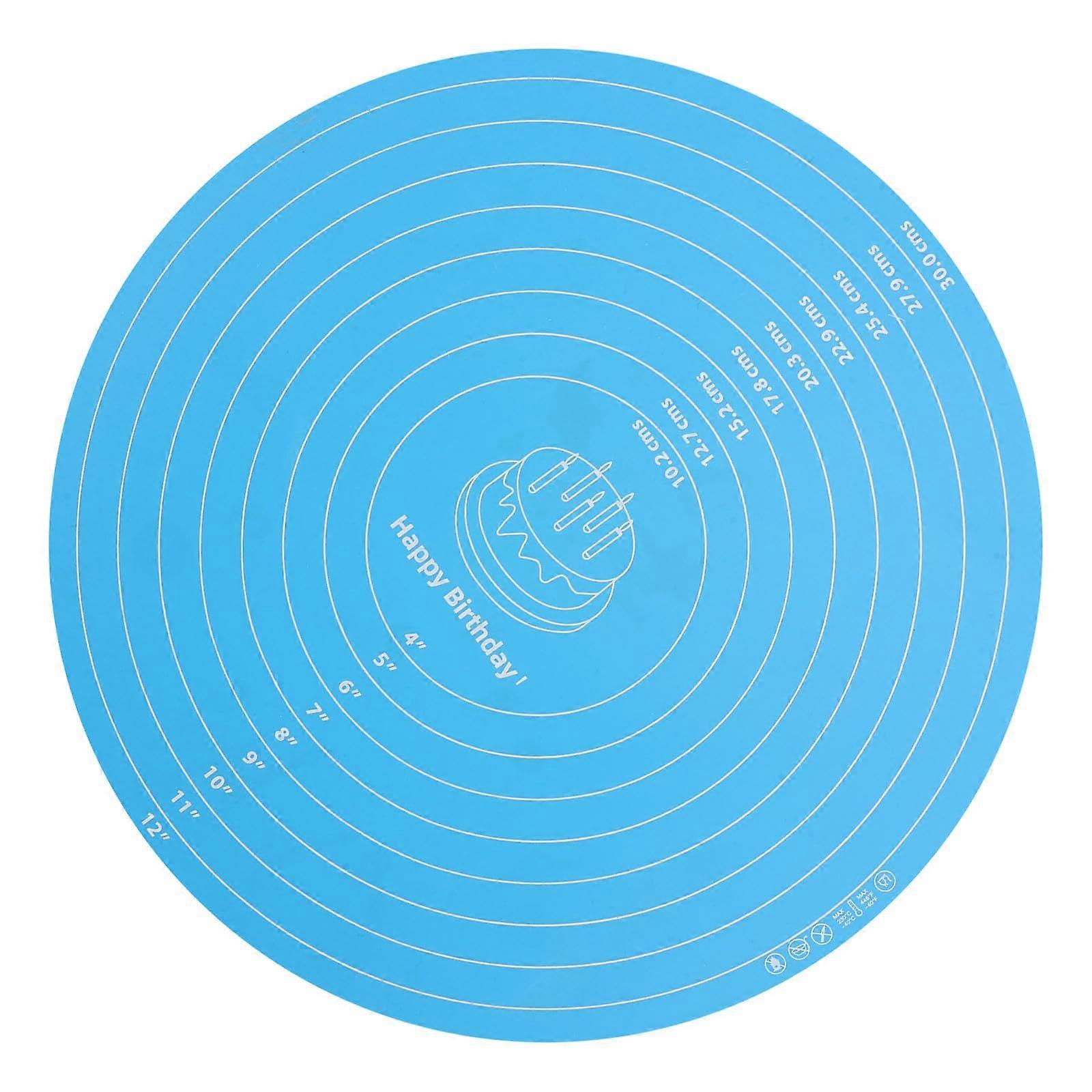 Silicone Baking Mat NonSlip 30cm Round with Measurements for Cake Decorating and Dough Prep