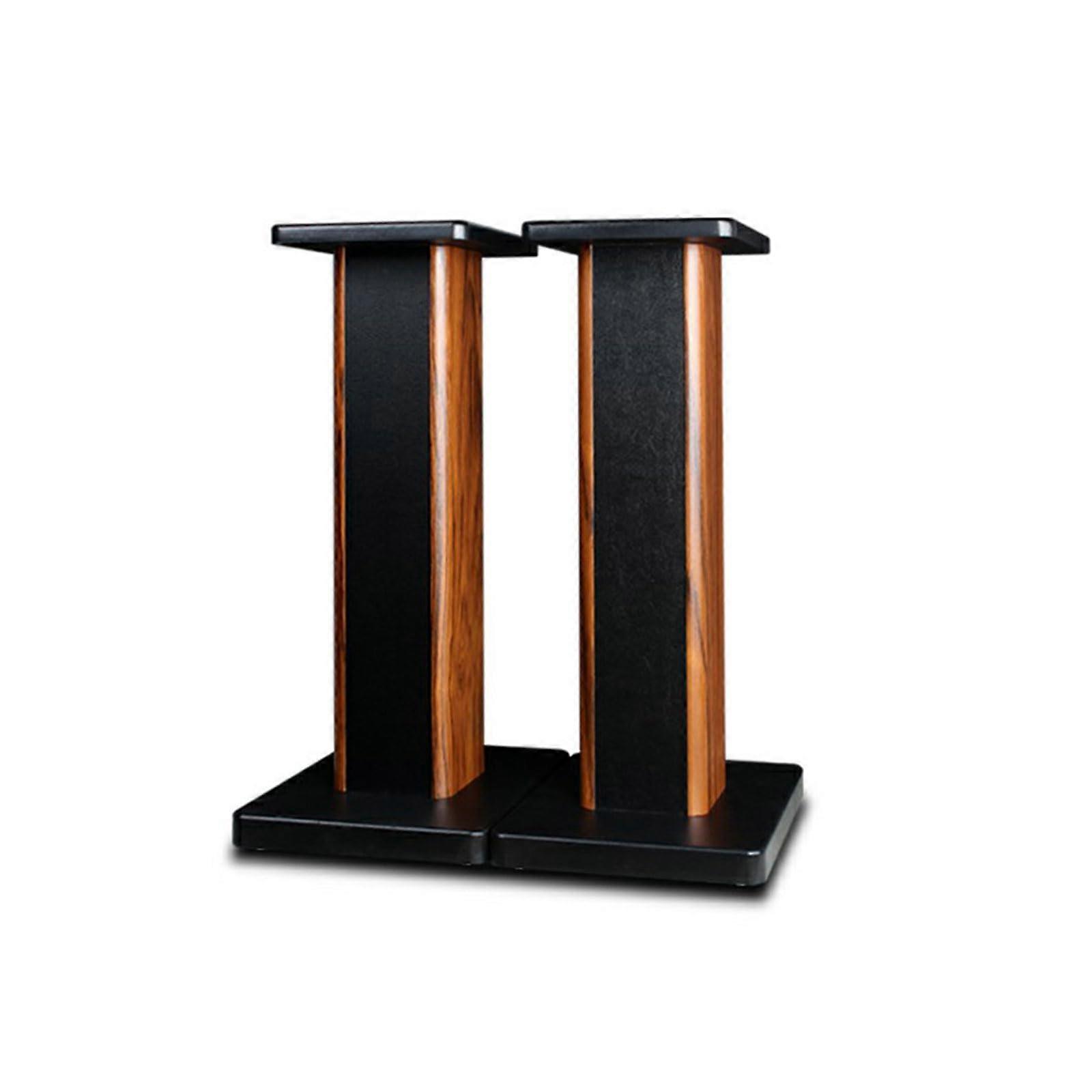 Wood Grain Universal Speaker Stands Pair Of 19.6Inch Floor Mounts For Home Audio Visual Systems SandFilled Concealed Cables