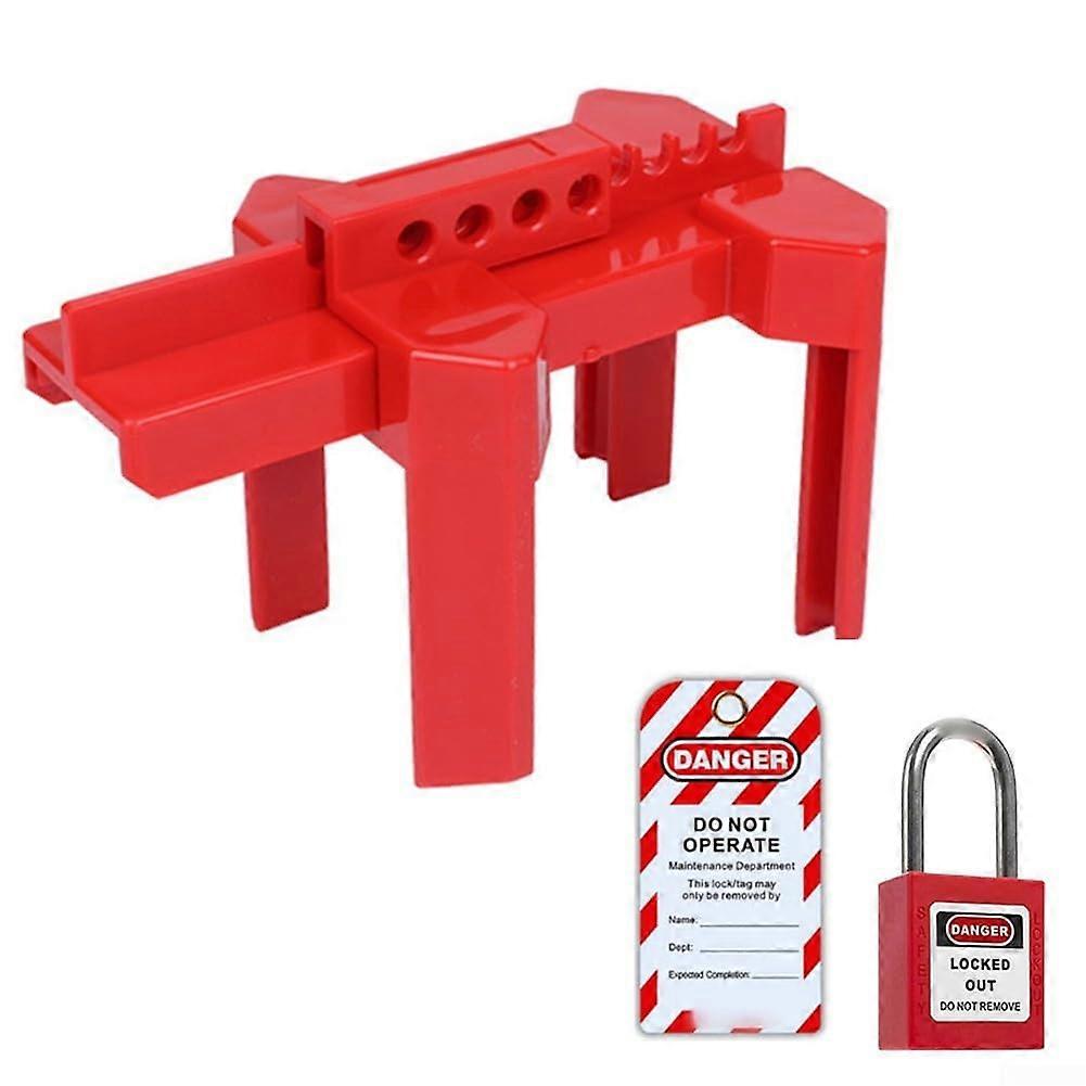 Adjustable Ball Valve Lockout Device with Padlock and Tag for Secure Outdoor Valve Protection