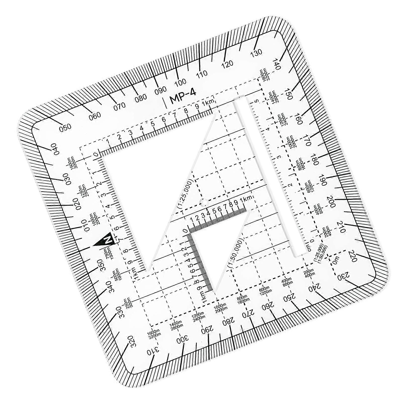 10x10cm Protractor Ruler Measuring Tool Gridded Coordinate Scale for Engineers Architects Outdoor Surveying Mapping Task Multicolor
