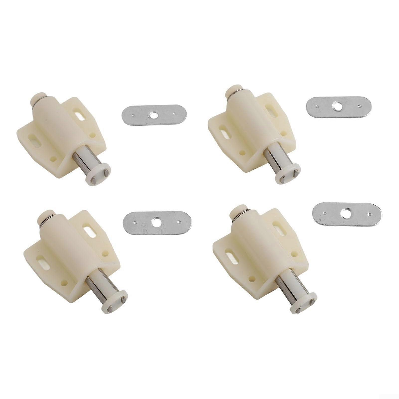 Push to Open Cabinet Latch Magnetic Catch for Handleless Kitchen and Bathroom Drawers, 4 Pack White
