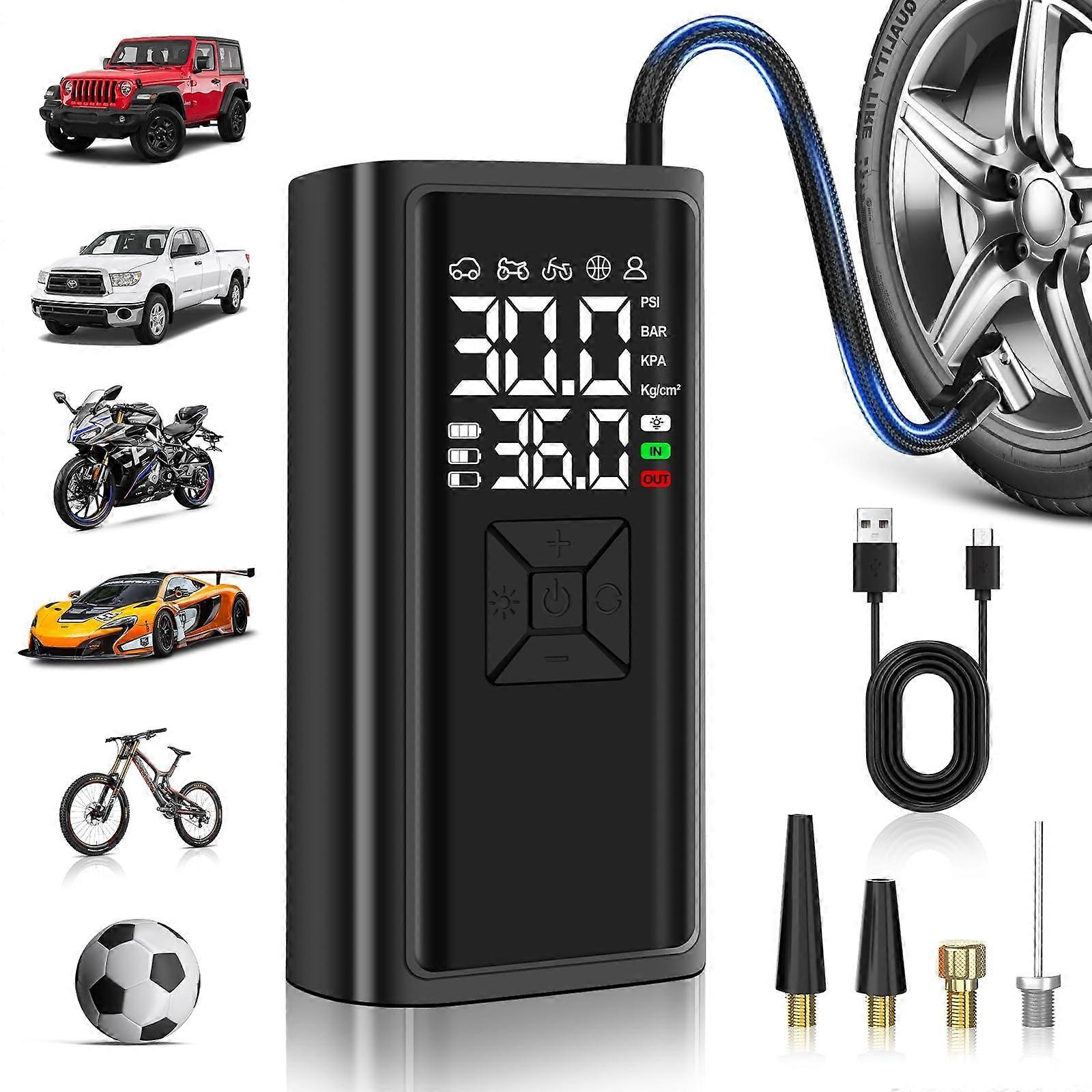 Portable Tire Inflator 150 PSI Cordless Air Compressor with Digital Display LED Light Auto ShutOff
