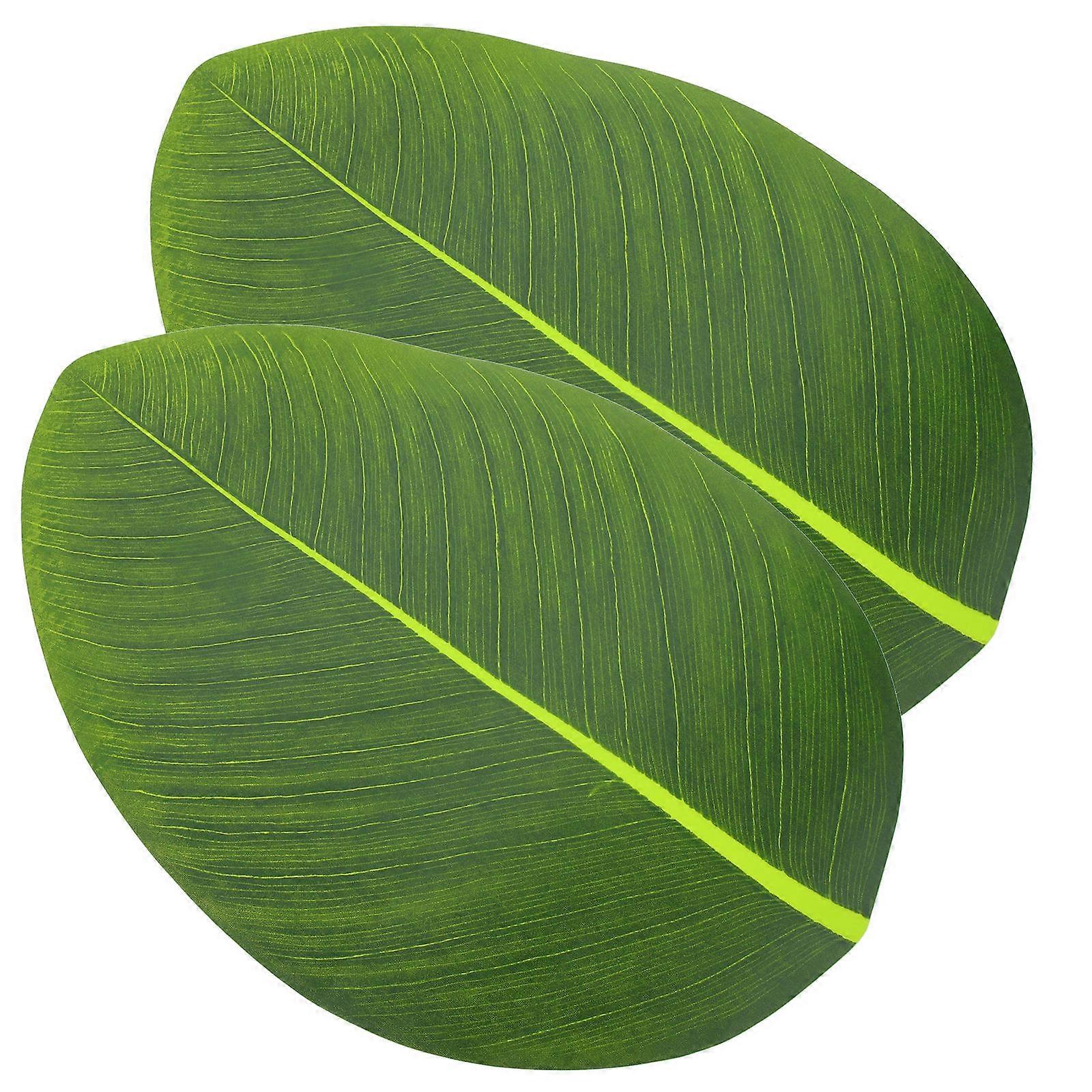 Green Leaf Shaped Table Mats for Heat Insulation 2Pcs Desktop Dish Mats