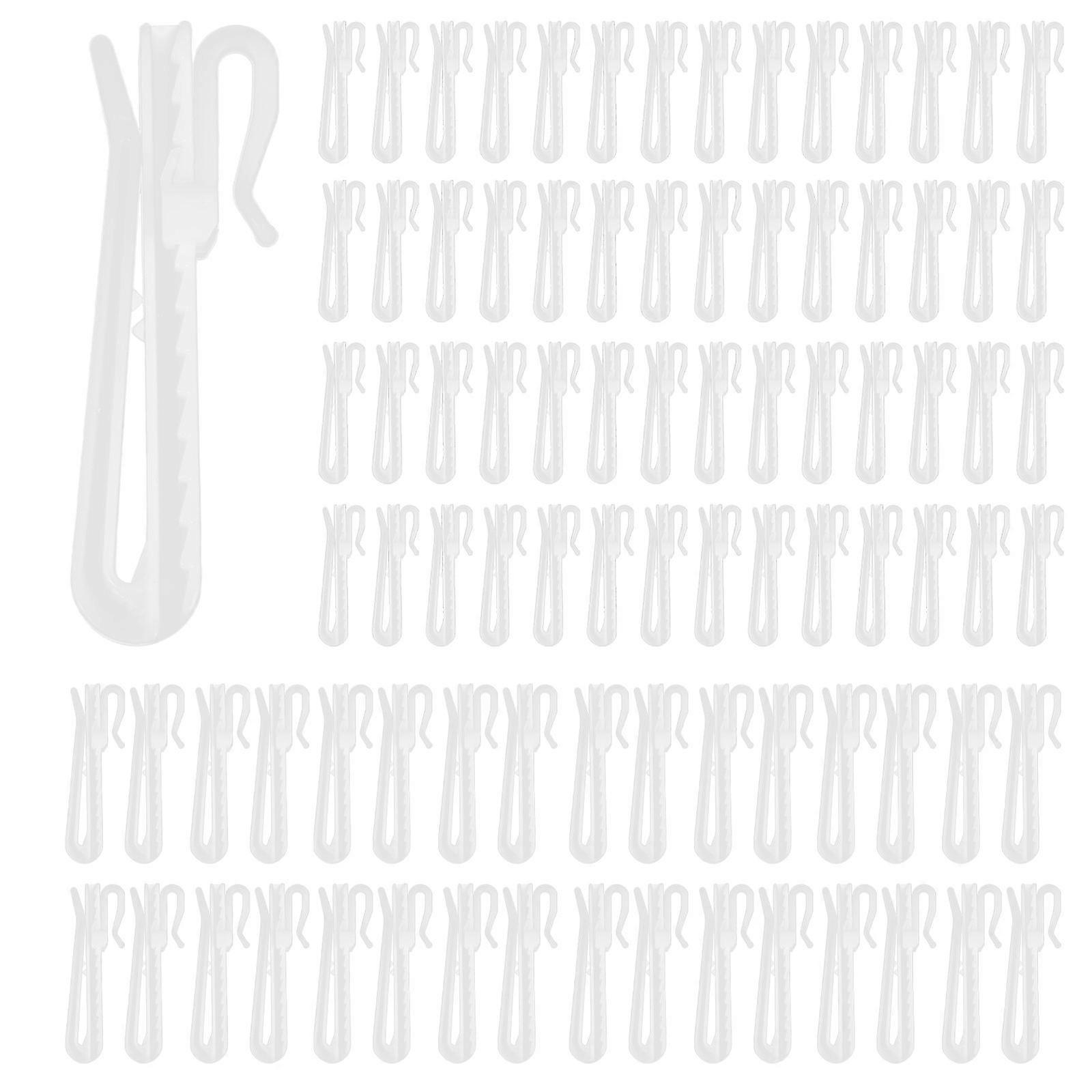 Window Curtain Hooks Plastic Adjustable Curtain Hook Set 100Pcs