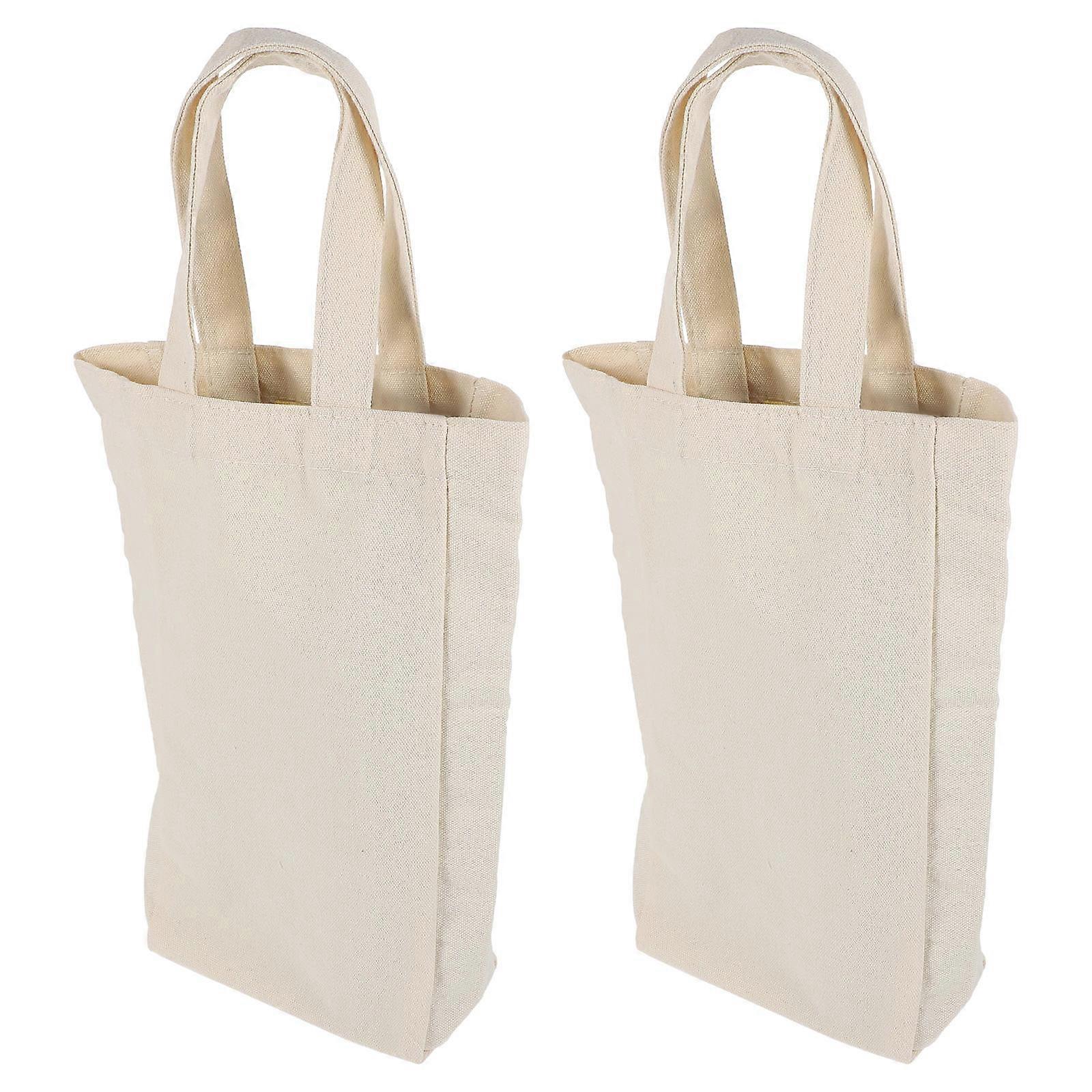 Portable Red Wine Bag Pouch for Storage 2Pcs Reusable Beige