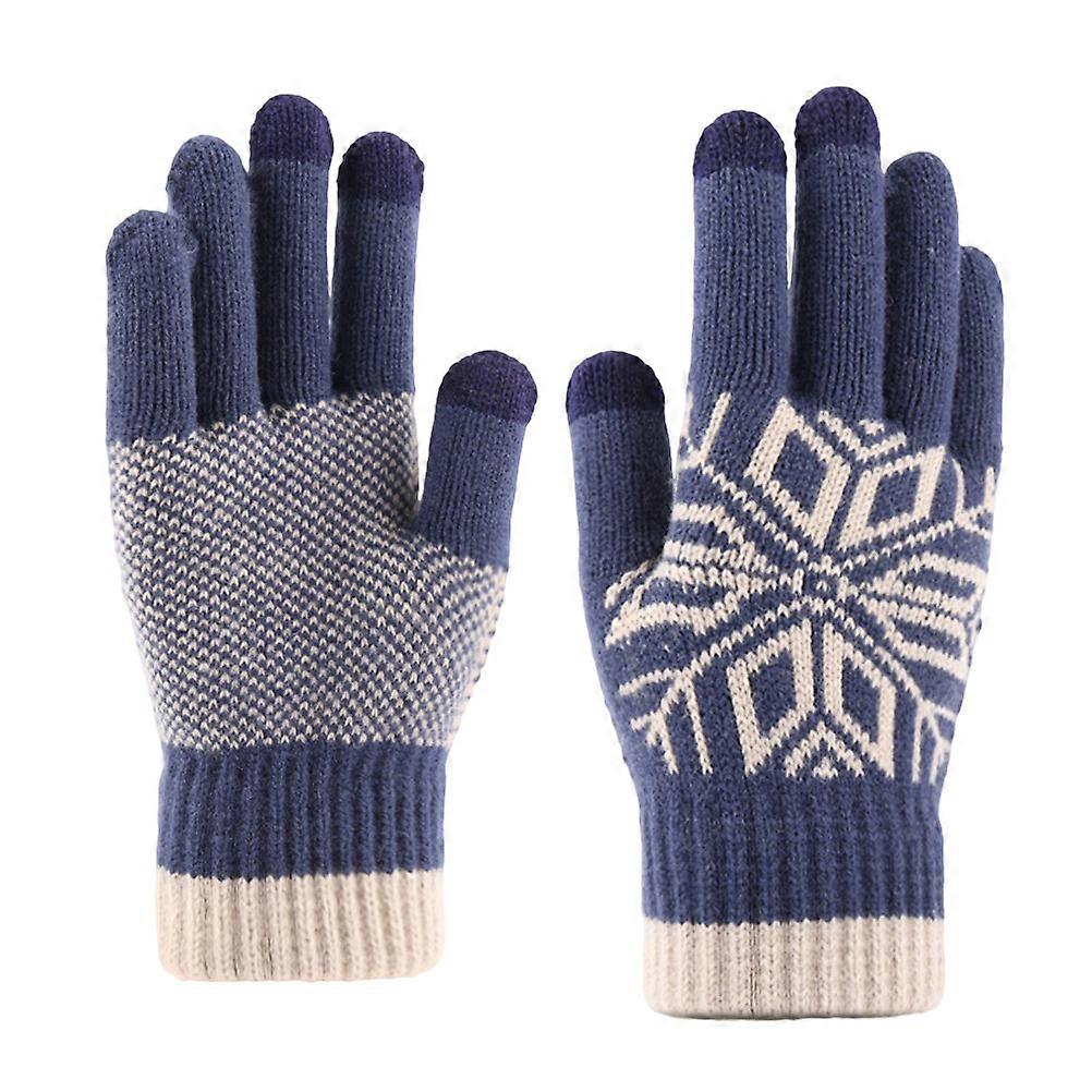 Knitted Gloves Warm Gloves for Men Winter Use 1Pair Blue
