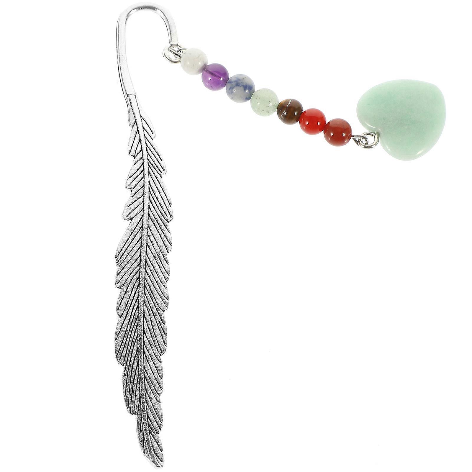 Reading Bookmark with Crystal Pendant Plume Shape Decorative Accessory