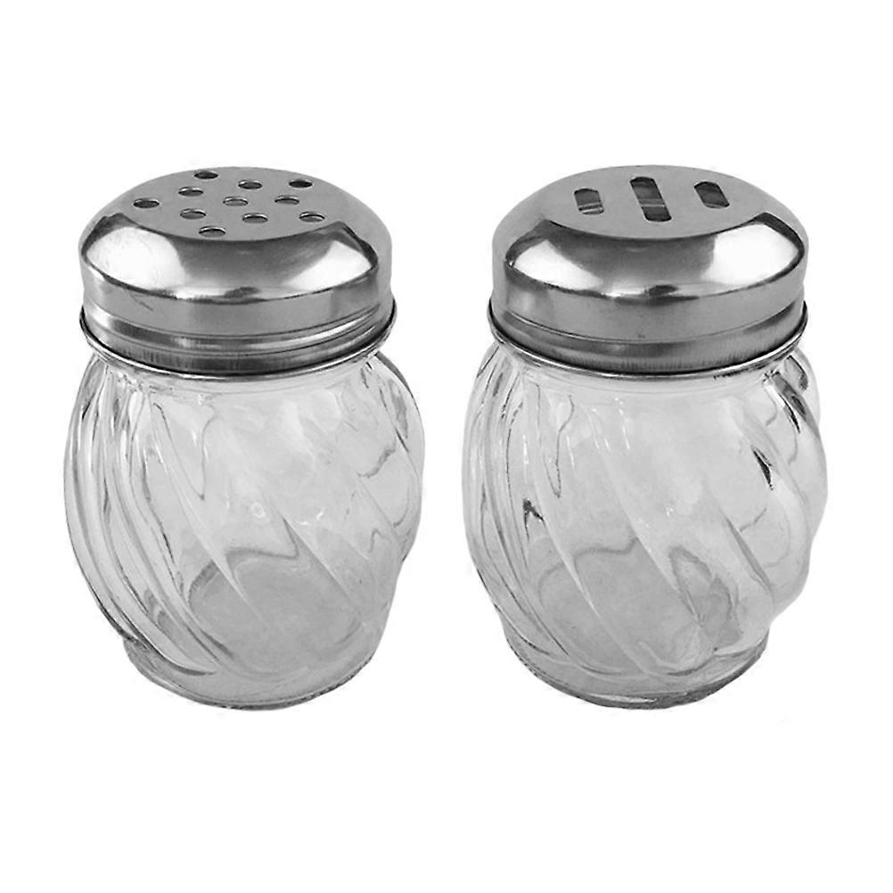 Kitchen Glass Spice Bottles for Salt and Pepper Storage 2Pcs Set