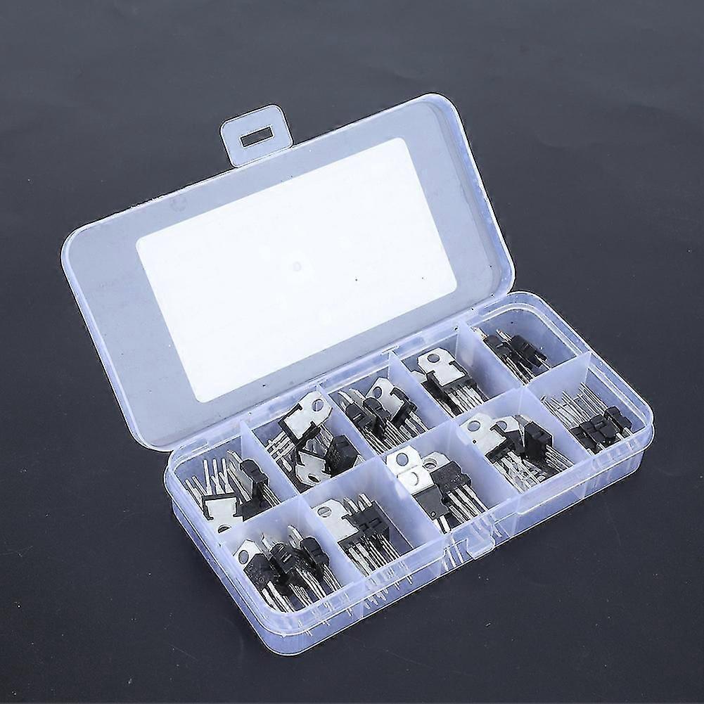 50pcs 10 Value Voltage Regulator Transistor Kit with Box