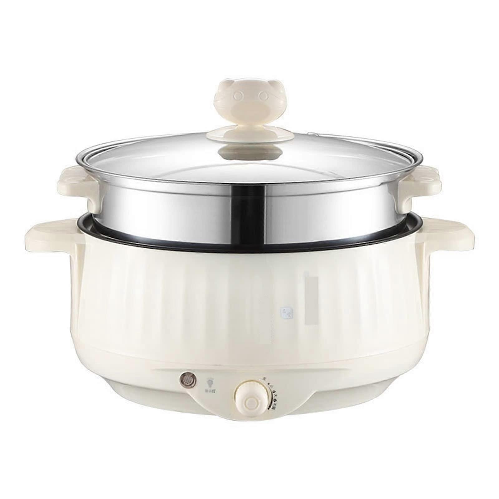 Electric Hot Pot Cooker Non Stick Multi Functional Skillet Compact Dorm Size with Steamer
