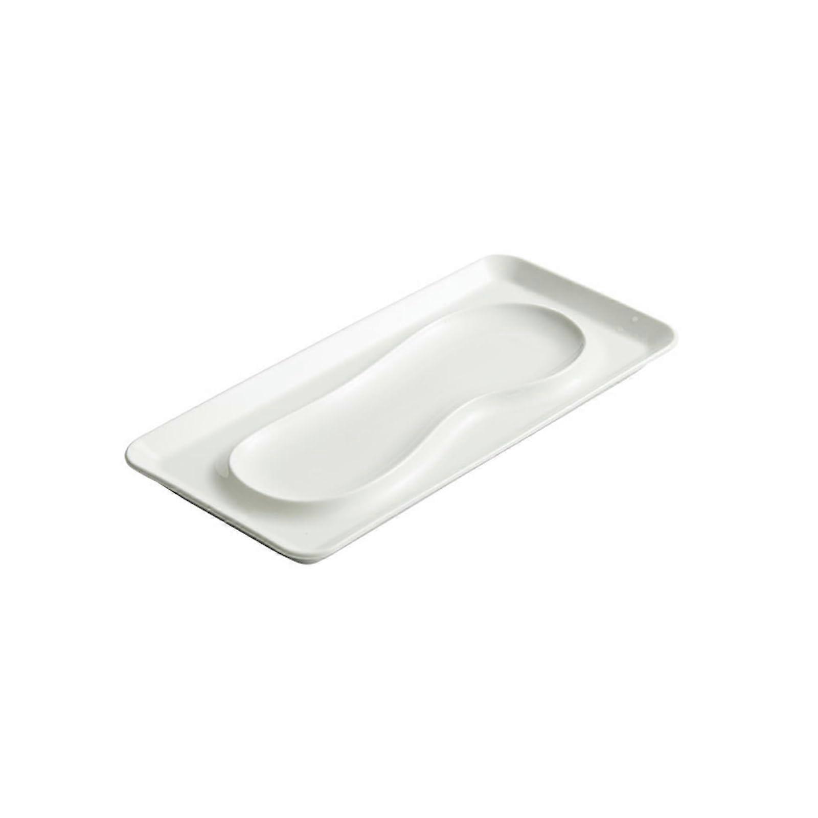 White Porcelain Dinner Plate Rectangular Ceramic Serving Platter Microwave Dishwasher Safe