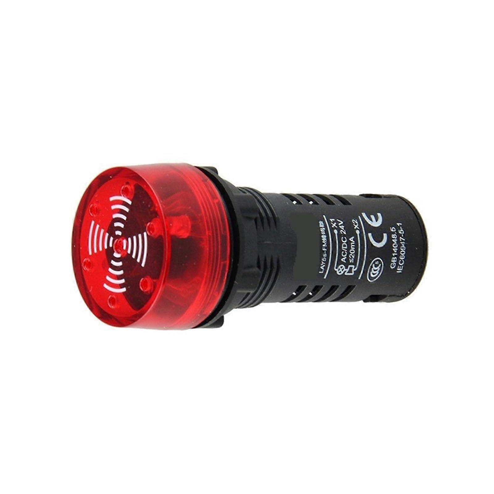 22mm Red Strobe Warning Light with Loud Buzzer Alarm 220V Industrial Panel Mount
