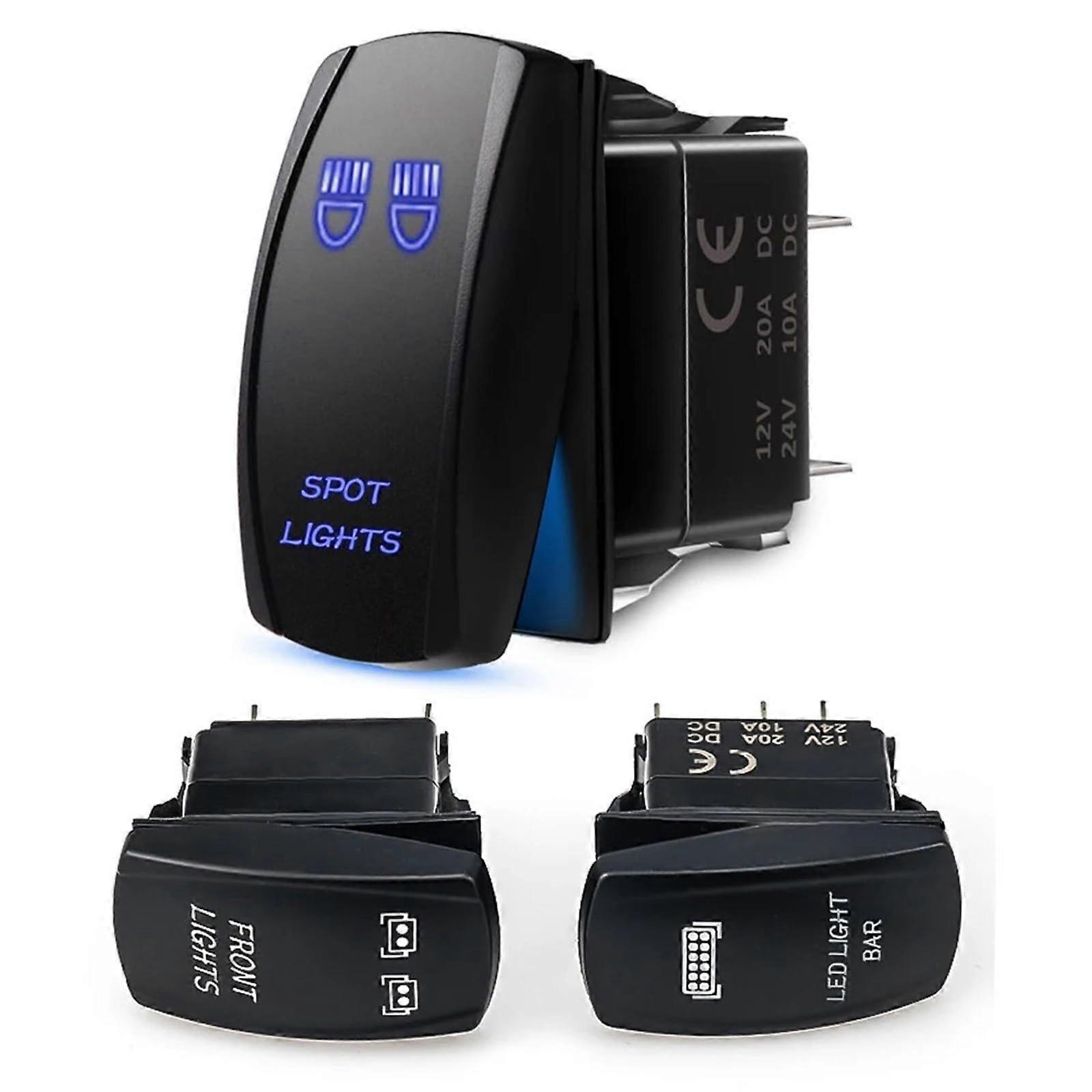 12V 24V Marine Rocker Switch Waterproof LED Lighted Toggle 5 Pin ON OFF  Current