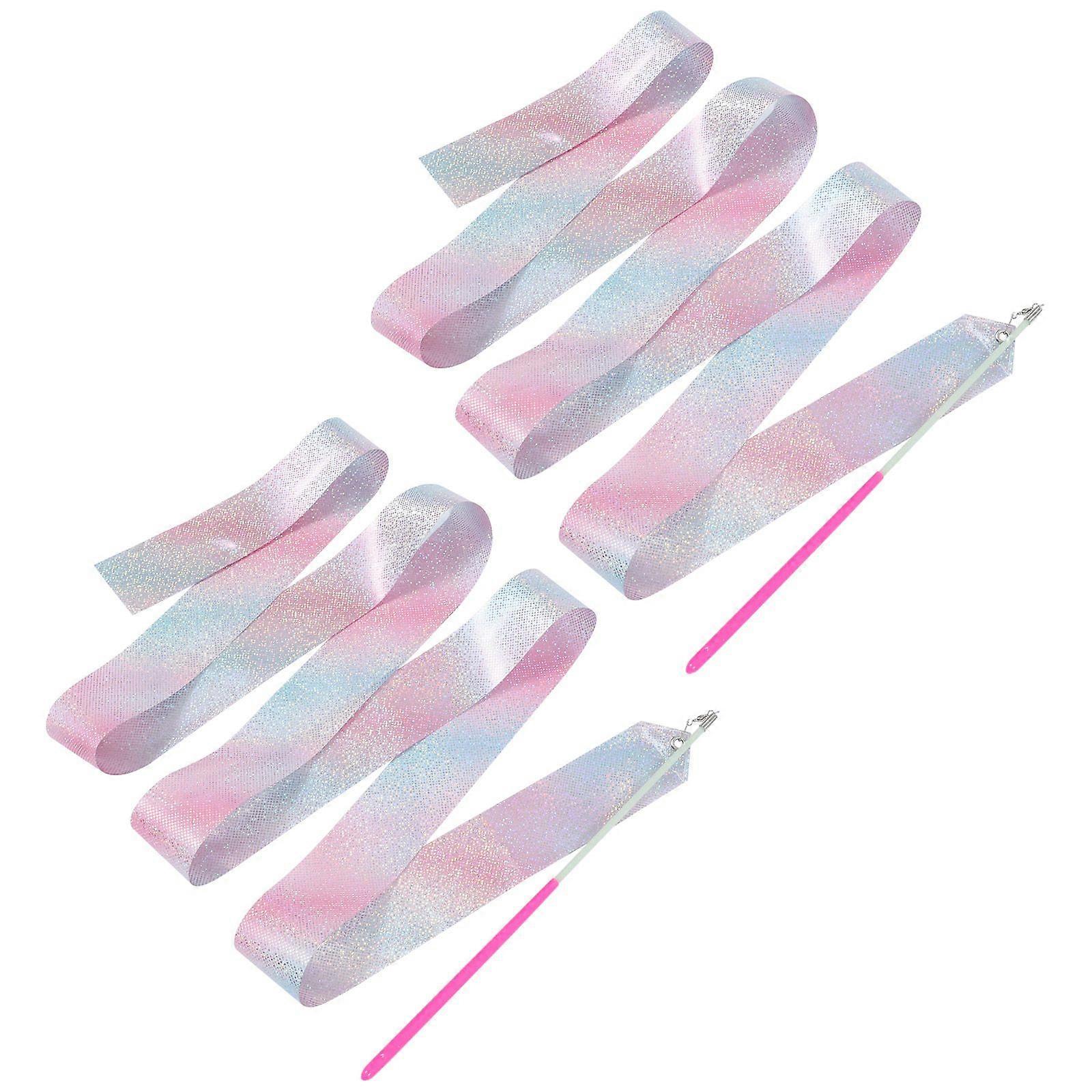 2Pcs Children Shining Gymnastics Streamers for Performance Competition