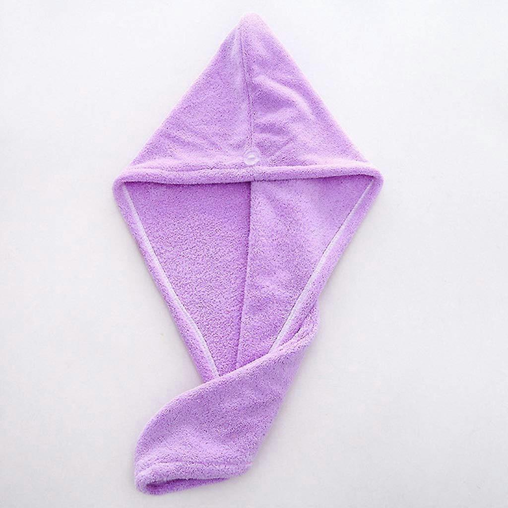 Microfiber Hair Towel Cap for Fast Drying with Secure Button Closure Purple Turban Wrap