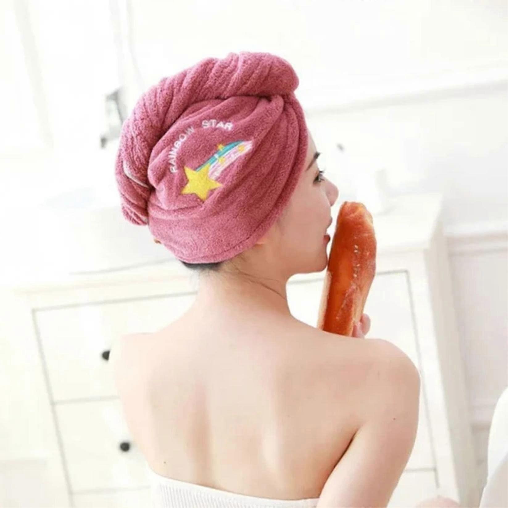Microfiber Hair Towel Wrap for Women Quick Drying with Button Loop Fast Absorbent Purple