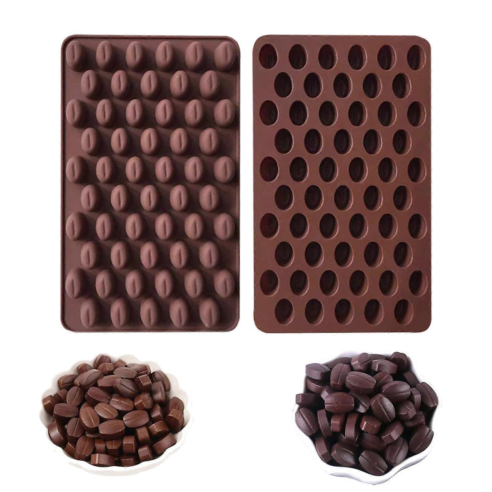 55 Cavity Mini Coffee Bean Silicone Chocolate Mold for Candy Making and Multiple Dessert Creations 2pcs