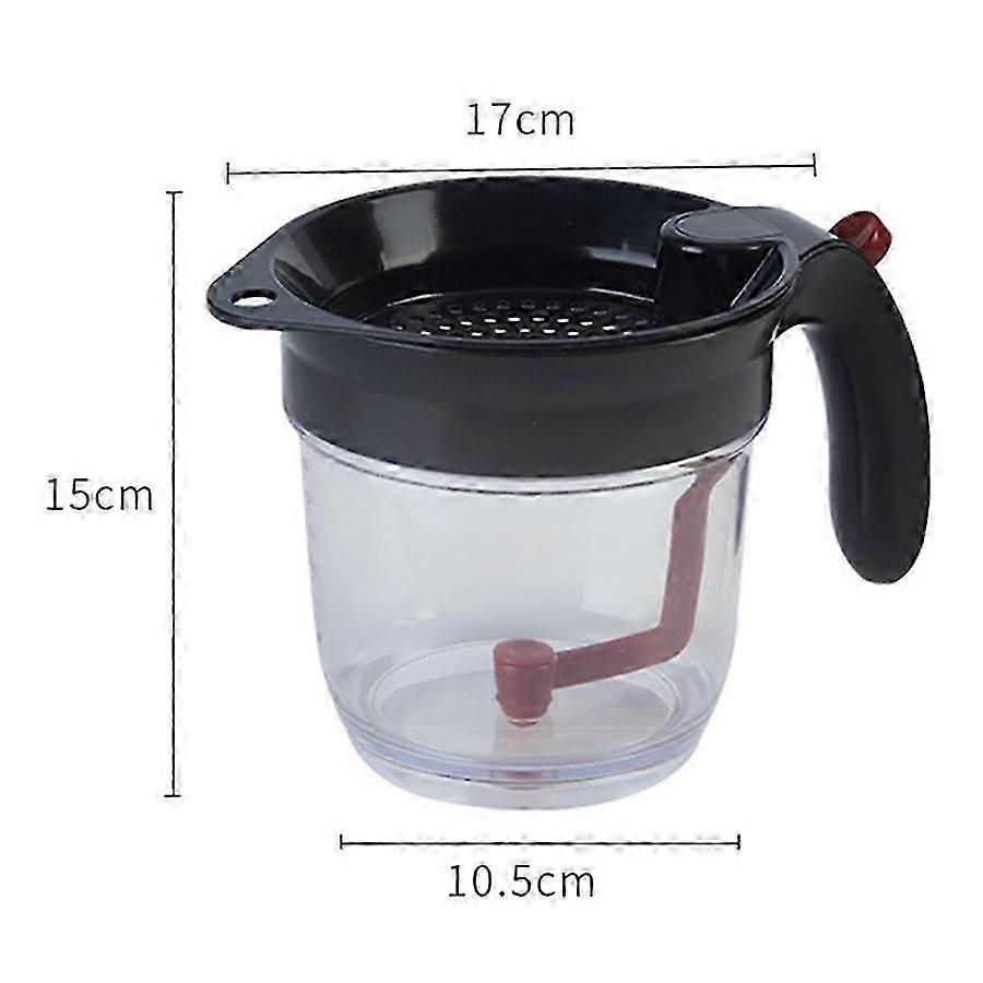 Kitchen tool bottom-release grease separator with strainer to separate soup solids and grease
