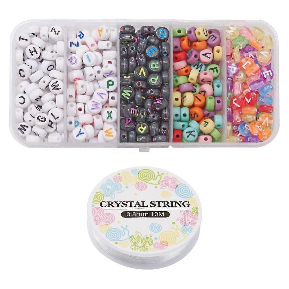 Acrylic Beads Horizontal Hole Mixed Letters Flat Round Mixed color Beads: 440pcs/box