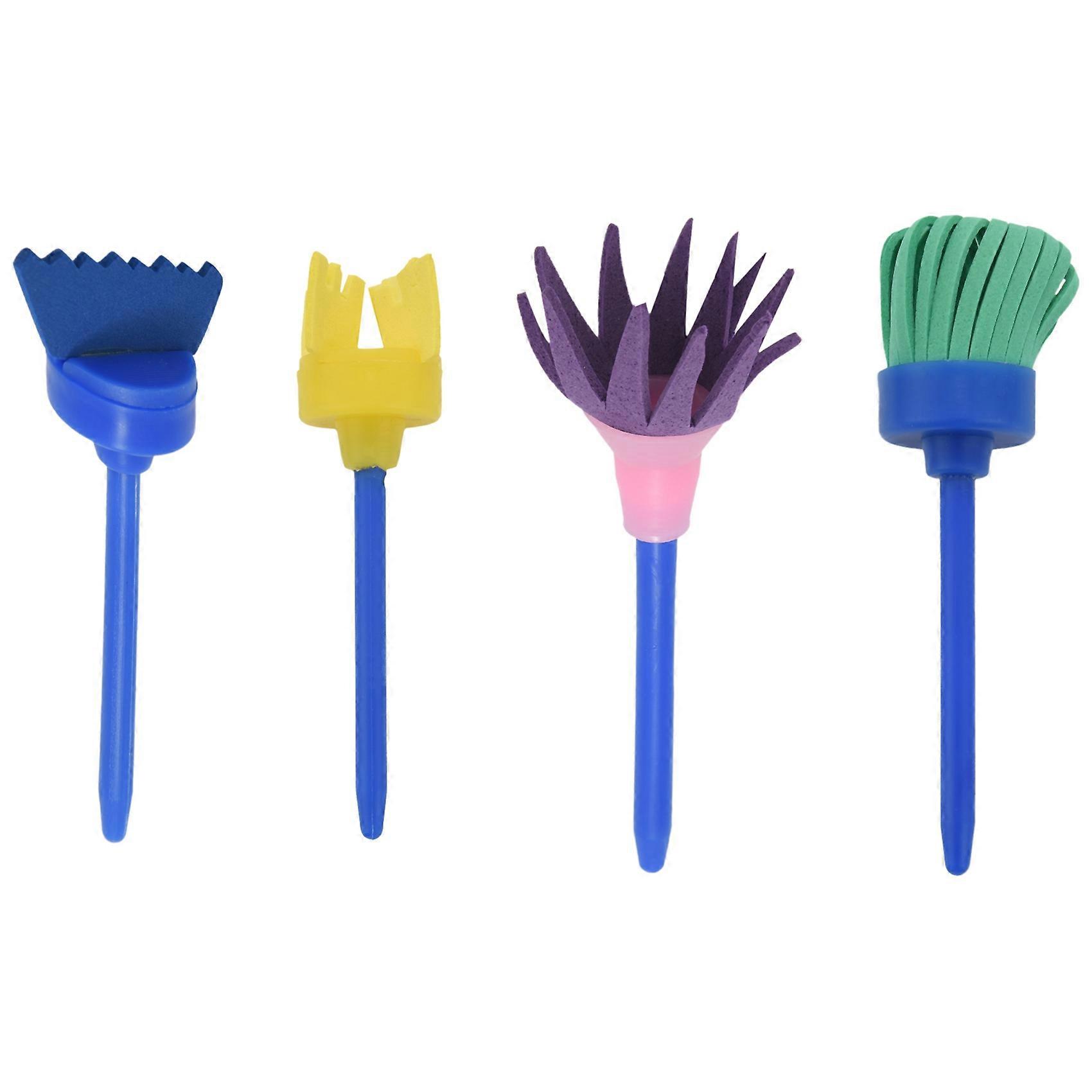 Sponge Paint Brushes for Kids, 4 Pack Early Learning Painting Tools