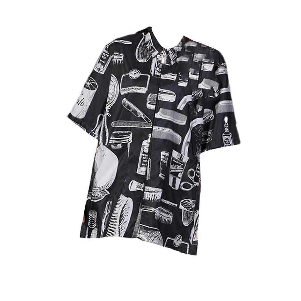 Professional Barber Apron Hairdressing Cape with Tool Print Pattern, Easy Clean and Comfortable Fit